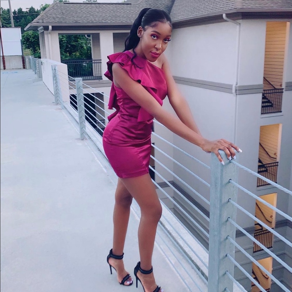 F21 satin one shoulder dress